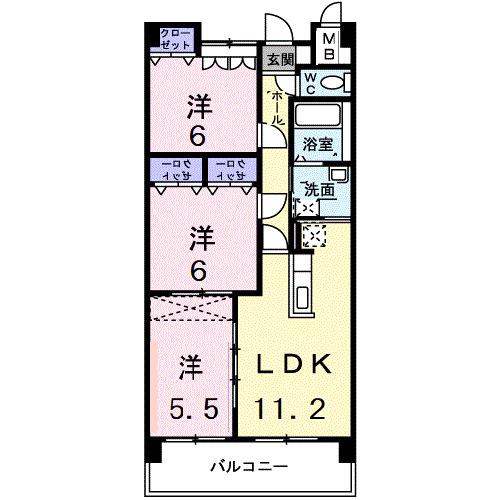 グランソレイユ西中央(3LDK/4階)の間取り写真