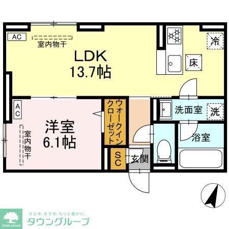 D PAINA ODORIBA(1LDK/1階)の間取り写真