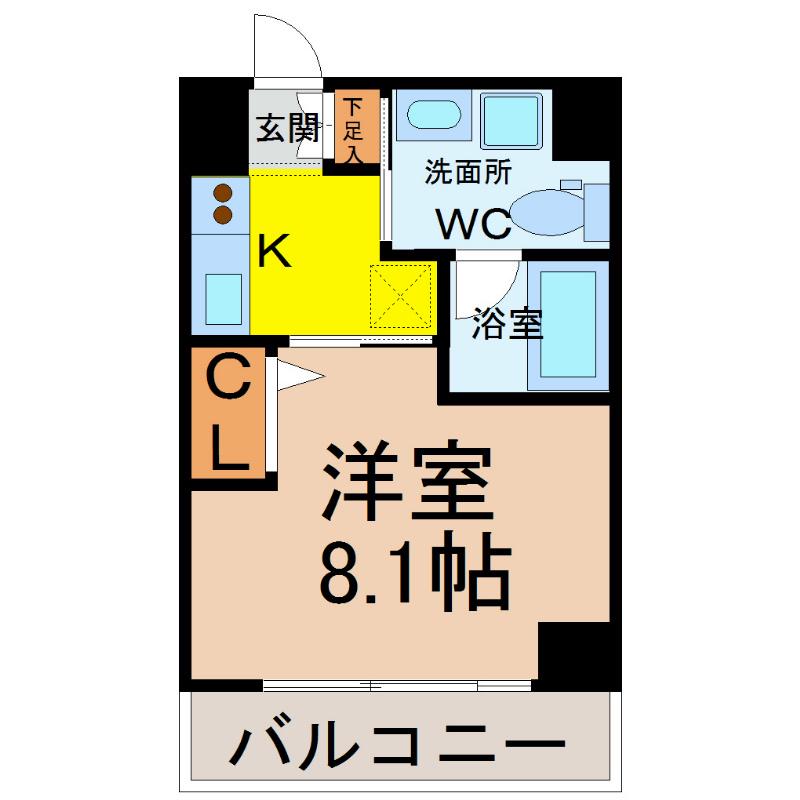 ALATO白壁(1K/2階)の間取り写真