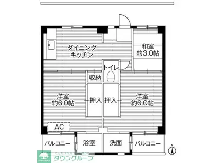 ビレッジハウス江戸川台4号棟(3DK/2階)の間取り写真