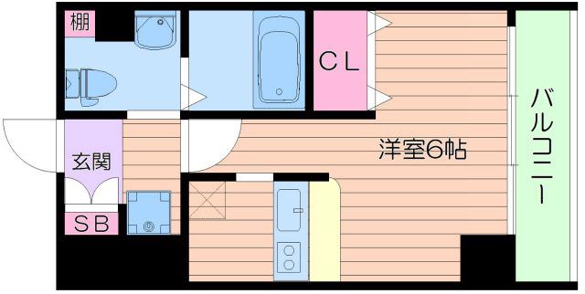 クレアツィオーネ上本町(ワンルーム/5階)の間取り写真