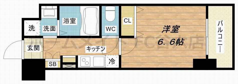 ジアコスモ難波南(1K/3階)の間取り写真