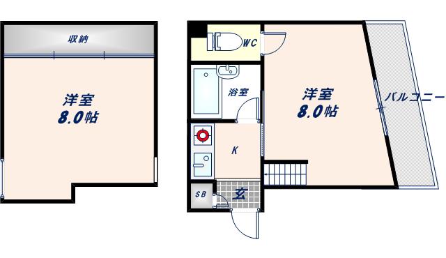 ベルジュネス(1K/5階)の間取り写真