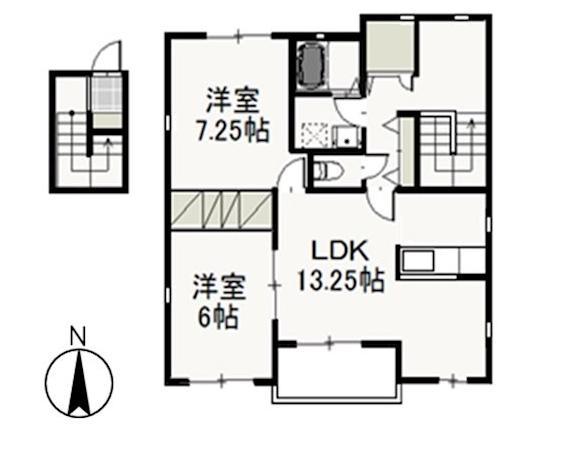 ヴィラ・ド・フルール B(2LDK/1階)の間取り写真