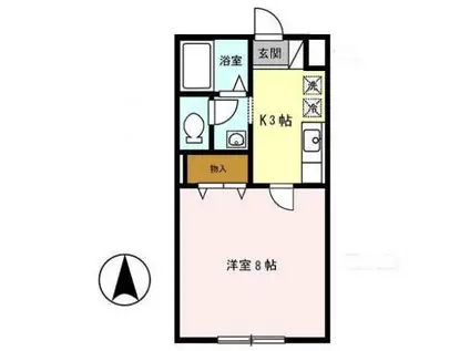 ルグランみや(1K/1階)の間取り写真