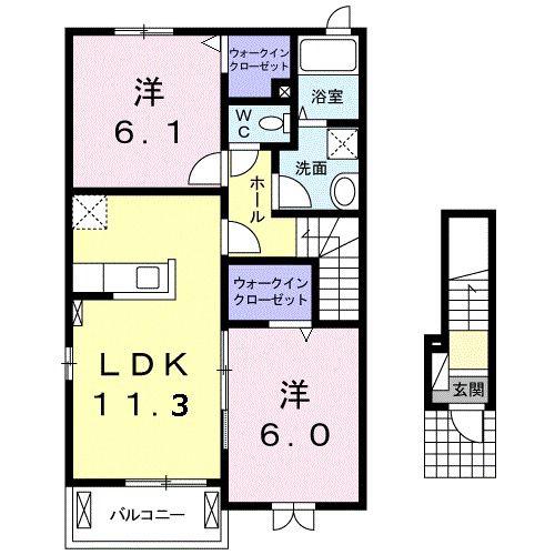 プラシード(2LDK/2階)の間取り写真