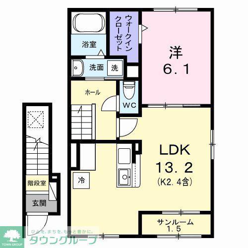 ヴィラ・グレイスII(1LDK/2階)の間取り写真