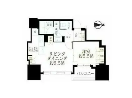 クラッシィスイート・ジオ東麻布(1LDK/6階)の間取り写真