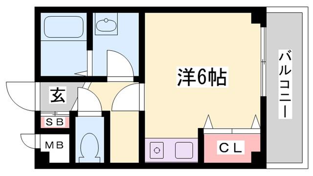 モンテメール(1K/1階)の間取り写真