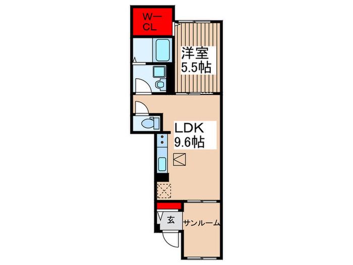 ル.リアンK-1(1LDK/1階)の間取り写真