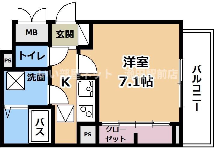 フォルトゥーナ(1K/1階)の間取り写真