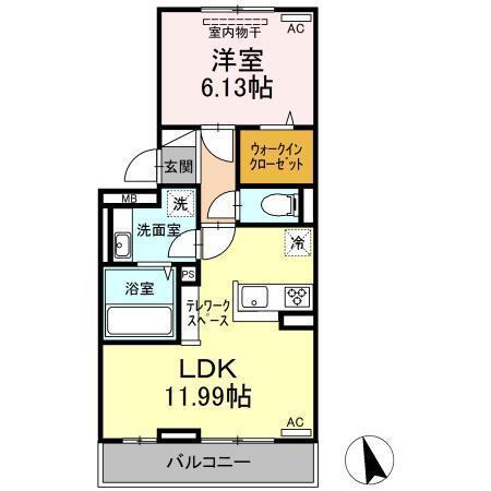 マッセル大在(1LDK/2階)の間取り写真