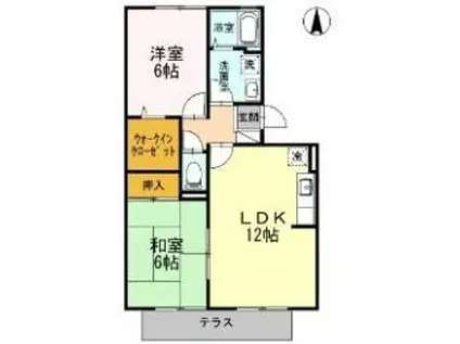 ギャランドラ徳力新町(2LDK/1階)の間取り写真