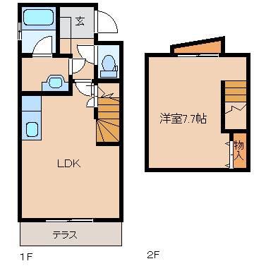 セントラルカーサー(1LDK/1階)の間取り写真