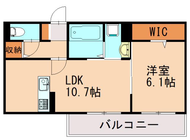 フロイデ仲原(1LDK/3階)の間取り写真