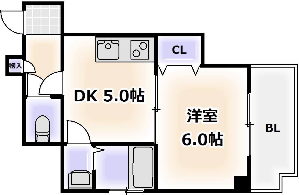 長居大発マンション(1DK/3階)の間取り写真