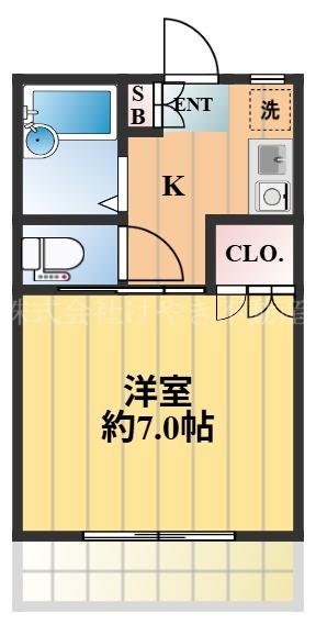 橋爪ハイツ第2(1K/1階)の間取り写真