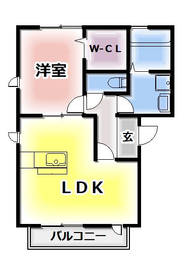 バレンシア(1LDK/1階)の間取り写真