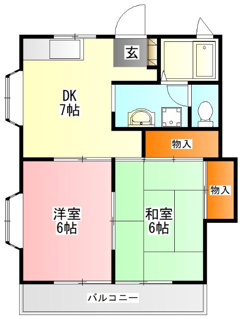 ハイムおおさわ(2DK/2階)の間取り写真