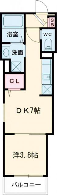 グランツ喜連(1DK/1階)の間取り写真