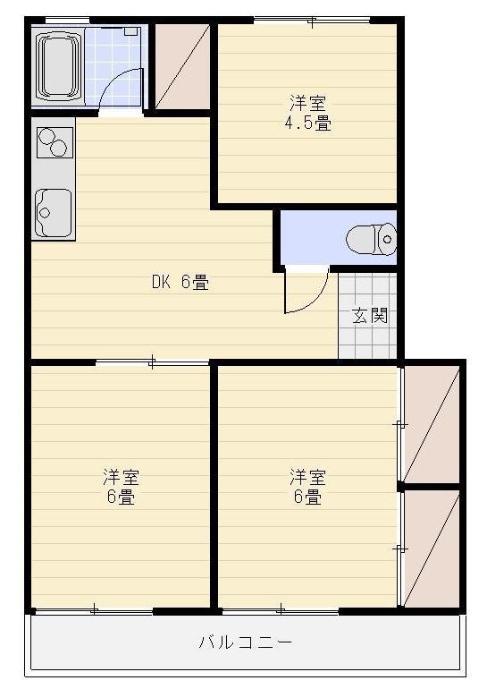 ベルマンション(3DK/3階)の間取り写真
