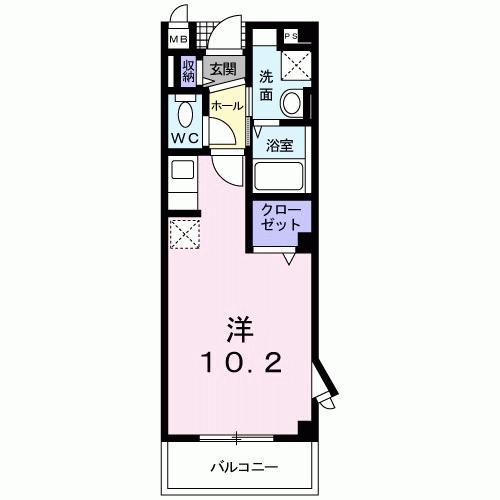 プリムローズ II(ワンルーム/1階)の間取り写真