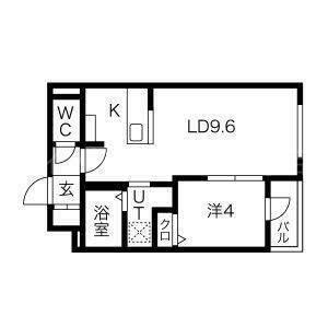 アルファスクエア福住2条(1LDK/4階)の間取り写真