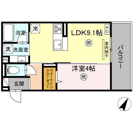 D-ROOMサンライズ A棟(1LDK/2階)の間取り写真