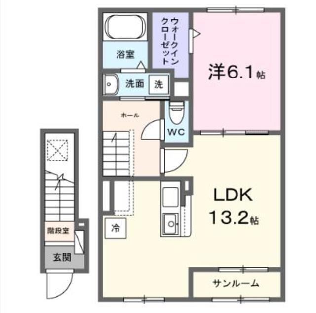 ソナーレ(1LDK/2階)の間取り写真