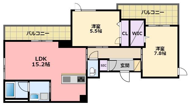 AZURE 天道町(2LDK/2階)の間取り写真