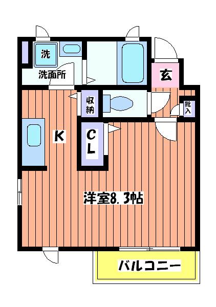 グランツ(1K/1階)の間取り写真