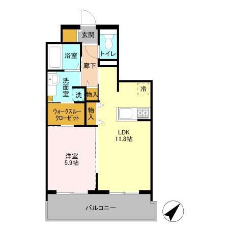 VESTA(1LDK/7階)の間取り写真