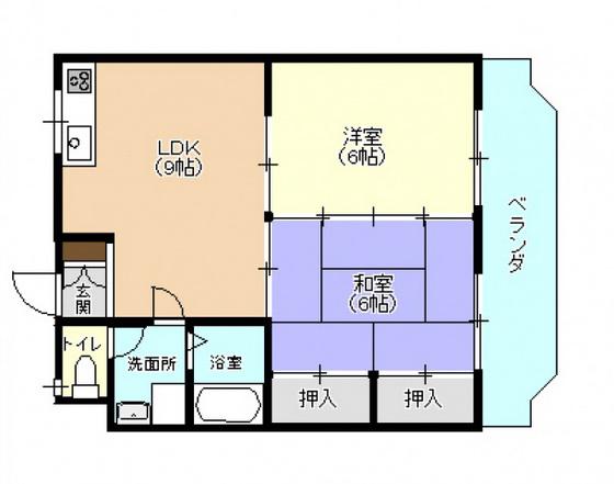 カルチェ田中(2LDK/3階)の間取り写真
