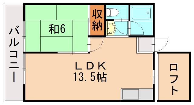 ウエスト三苫(1LDK/2階)の間取り写真