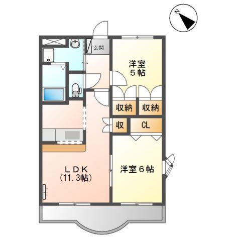ララ・ポート(2LDK/1階)の間取り写真