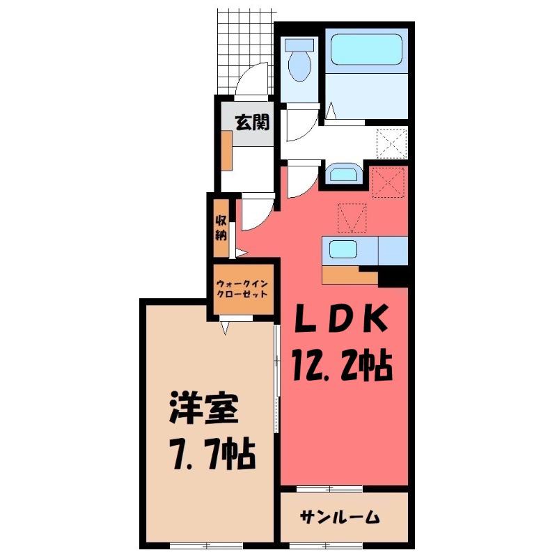 メイプルヒルズ(1LDK/1階)の間取り写真