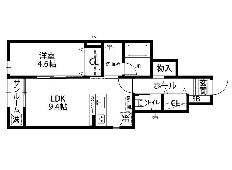 グレイス中木戸I(1LDK/1階)の間取り写真