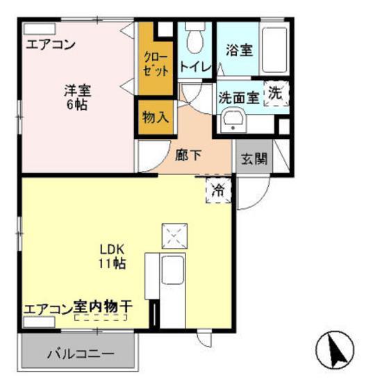 フォンテーヌ(1LDK/1階)の間取り写真