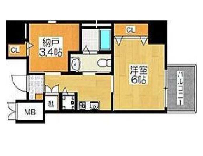 ディアコート宿屋町(2K/4階)の間取り写真