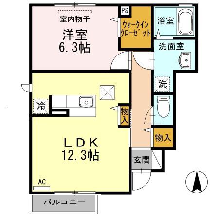 プルミエール砧2丁目(1LDK/1階)の間取り写真