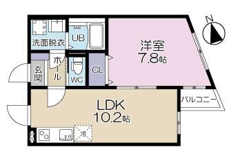 ミュゲ浅草(1SDK/4階)の間取り写真