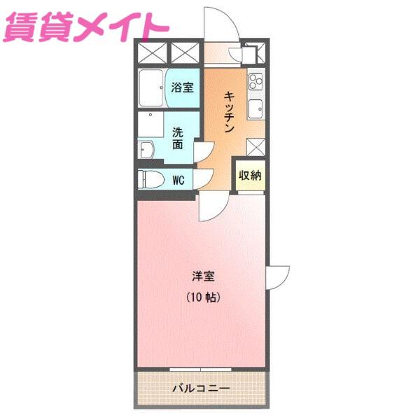 グレイティアいなべ(1K/3階)の間取り写真