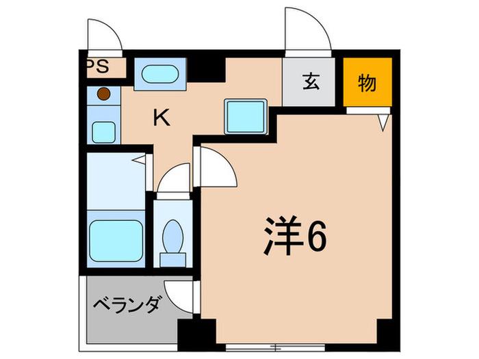 シャトレ六甲(1K/2階)の間取り写真