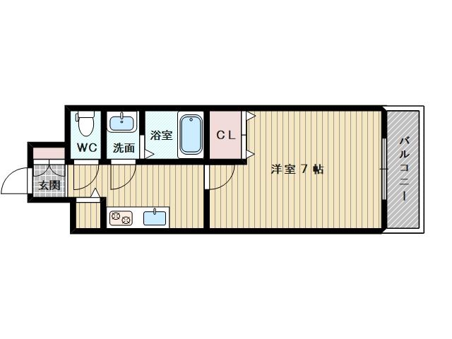 シャルマンパレ淡路(1K/6階)の間取り写真