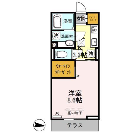 エミナーレ西大宮(1K/1階)の間取り写真