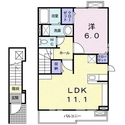 ブリーズハウス(1LDK/2階)の間取り写真