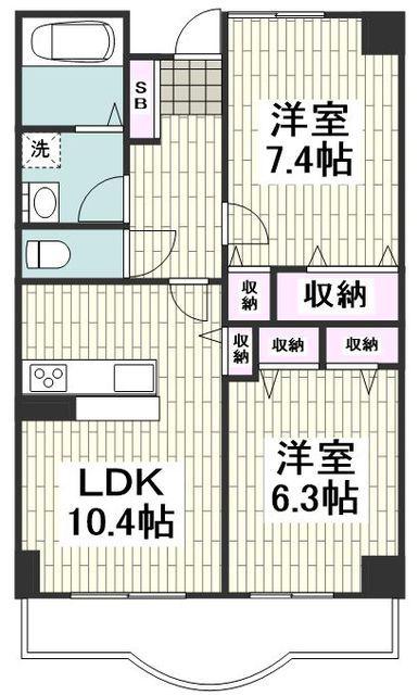 ラピスラズリ・ソレイユ(2LDK/1階)の間取り写真
