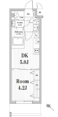 市谷鷹匠町レジデンス(1DK/1階)の間取り写真