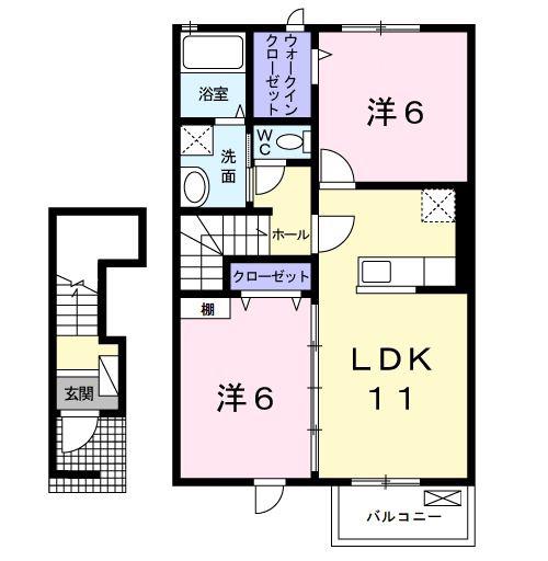 メゾン・コロレV(2LDK/2階)の間取り写真