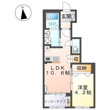 ディアバルド(1LDK/1階)の間取り写真